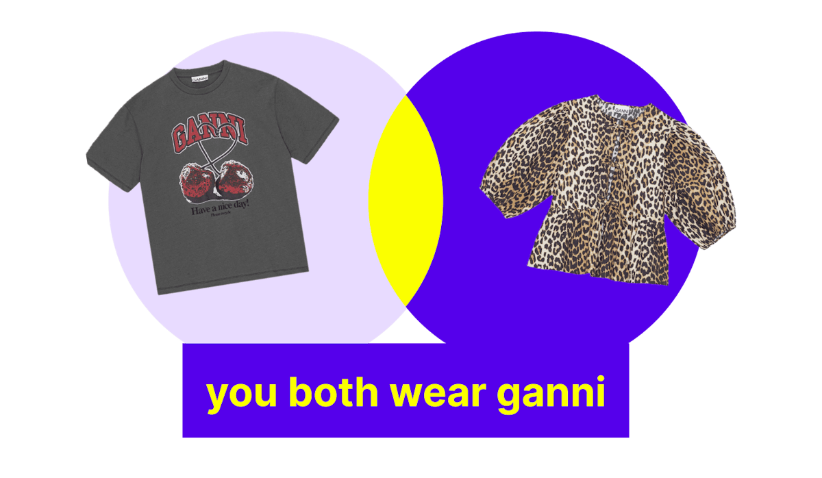 Venn diagram showing that you and another person both wear Ganni